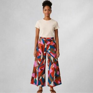 SPOON Jeans Wide Leg Palazzo Pants 1X Multicolor Geometric Print Viscose Boho